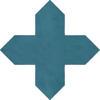 Mosaic House Moroccan tile Alice Cross 28 Teal  solid hand painted 